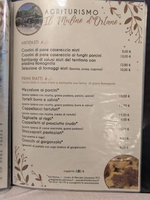 Menu at Agriturismo il Mulino d'Ortano in Forli