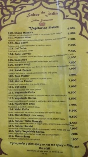 Great choice at Sabor da India in Funchal