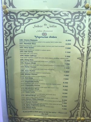 Menu 1 at Sabor da India in Funchal