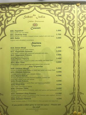 Menu 2 at Sabor da India in Funchal