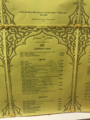 Menu 4 at Sabor da India in Funchal