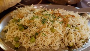 Schön gewürzte Reis-Beilage samt Nelke u Koriander. at Sabor da India in Funchal