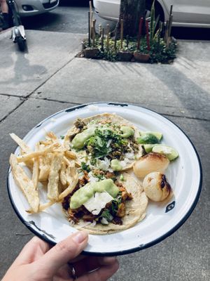 Chimichurri and al pastor taco at Por Siempre Vegana - Food Stall in Mexico City
