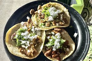 3 great tacos for 65 pesos  at Por Siempre Vegana - Food Stall in Mexico City