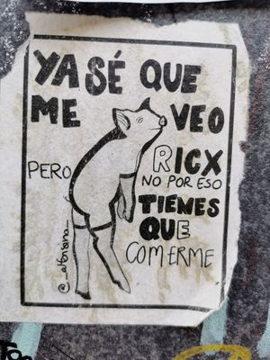 I know I look tasty, but you don't need to eat me just for that at Por Siempre Vegana - Food Stall in Mexico City