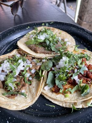 Milanesa, Bistek, Salsa Rojo Tacos  at Por Siempre Vegana - Food Stall in Mexico City