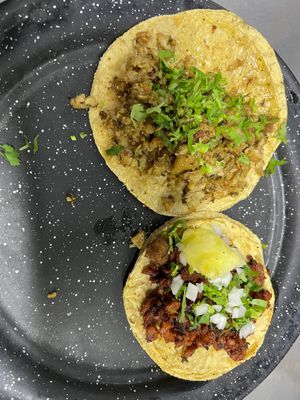 Chimmichurri and Al Pastor tacos at Por Siempre Vegana - Food Stall in Mexico City