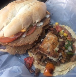torta and taco  at Por Siempre Vegana - Food Stall in Mexico City