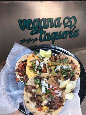 Tres tacos  at Por Siempre Vegana - Food Stall in Mexico City