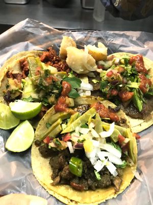 Vegan tacos with toppings!  at Por Siempre Vegana - Food Stall in Mexico City