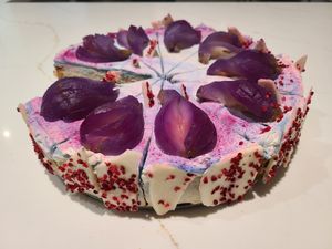 Blue pear pumpkin cheesecake at Kadamba Kafe in Brooklyn