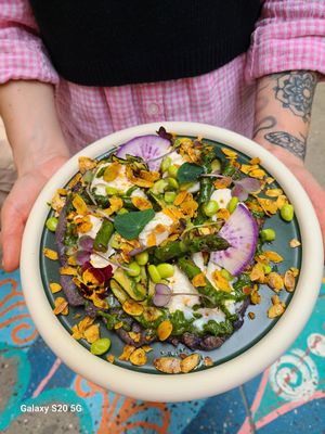 Blue pea flat bread at Kadamba Kafe in Brooklyn