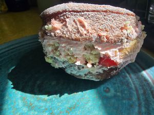 strawberry shortcake donut with fresh and freeze dried berries 🍓🍰 at Level 5 Donuts in Madison