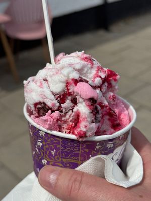 Cherry & chocolate and dragonfruit sorbet - Milk & Honey, Seahouses  at Milk & Honey in Seahouses