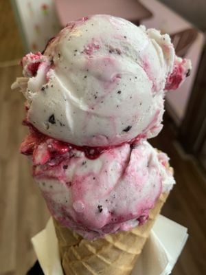 Chocolate & cherry ice cream   at Milk & Honey in Seahouses