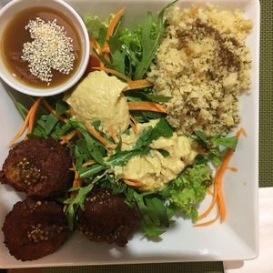 very tasty felafel dish  at Green Cafe & Shop in Lviv