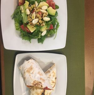 it was so tasty luck. avocado salad and falafel rolls  at Green Cafe & Shop in Lviv