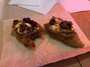 Banana and peanut butter bruschetta  at Green Cafe & Shop in Lviv