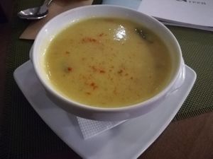 Cheese cream soup at Green Cafe & Shop in Lviv