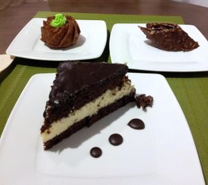 A trio of yummy desserts  at Green Cafe & Shop in Lviv