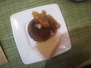 Vegan chocolate lava cake at Green Cafe & Shop in Lviv