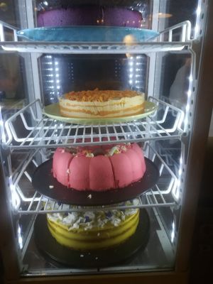 Assortiment of cakes (not all vegan) at Green Cafe & Shop in Lviv