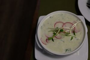 Okroshka cold soup at Green Cafe & Shop in Lviv
