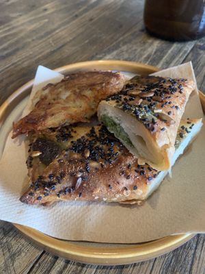 Cauli cheese and spinach pastry roll and home made hash brown   at Marie Anita's in Gold Coast