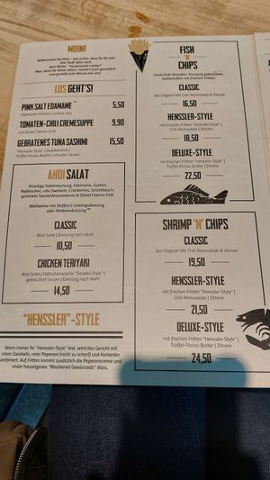 Speisekarte mit veganen Optionen & Veggie Burger at Ahoi Steffen Henssler Travemünde in Luebeck