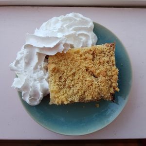 Berry crumble cake with vegan whipped cream at Tati in Nijmegen