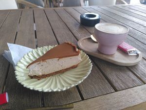 Some kind of vegan cheesecake at Minel's Café in Hannover