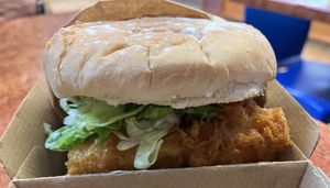 Vegan fish burger   at All Aboard Seafoods in Bellevue