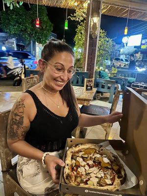 Vegan pizza ordered by Grab delivery  at L'Osteria Pizza e Cucina Icon Bali in Denpasar