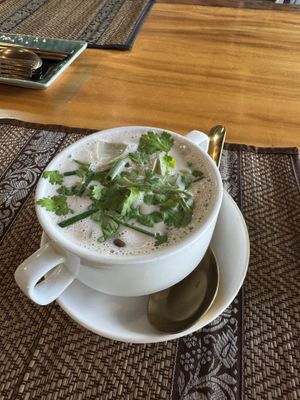 Vegan coconut milk soup  at Napalai Thai Cooking School in Koh Chang