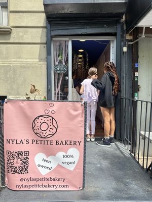 Narrow shop on 145th St  at Nyla's Petite Bakery in New York City