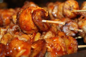 Pop up Restaurant
Organic Battered Tofu and Plantain Skewer with Ginger and Sweet Chili Sauce.  at Organic Livity - Brick Lane in East London