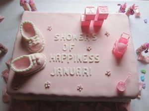 Vegan baby shower cake at Rose Valley Cakes in Queens