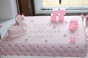 Vegan baby shower cake at Rose Valley Cakes in Queens