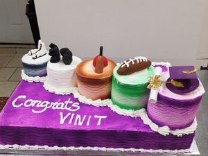 5 different theme graduation cake  at Rose Valley Cakes in Queens