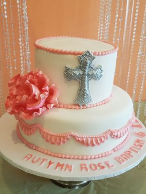 Baptism cake at Rose Valley Cakes in Queens