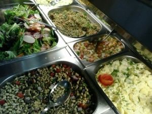 Buffet with a lot of non contamined vegetables at Shekinah in Rio De Janeiro