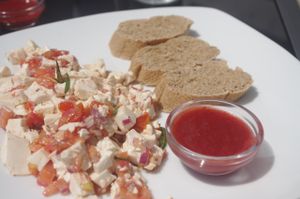 Scrambled tofu at Dodo Bon Pan Cafe in Panama City