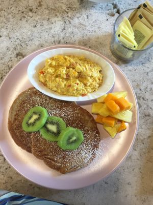 Salty cheesy eggs, was ok but not for $20 at Dodo Bon Pan Cafe in Panama City