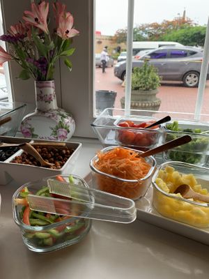 Part of the salad bar at Dodo Bon Pan Cafe in Panama City