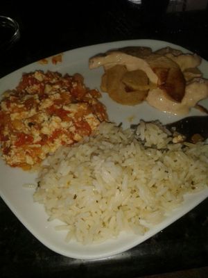 Brunch plate. All you can eat on sundays for a fixed price. Many vegan options, ask the servers at Dodo Bon Pan Cafe in Panama City