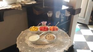 Fruits and granola station on sunday's brunch at Dodo Bon Pan Cafe in Panama City