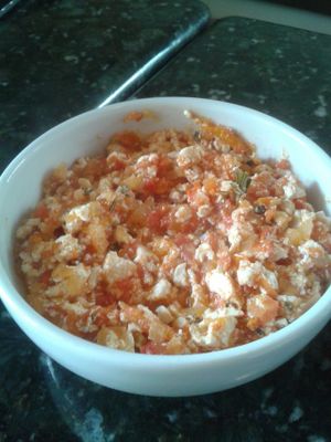 Scrambled tofu  at Dodo Bon Pan Cafe in Panama City