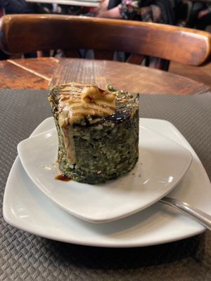 Spinach tapa at Cafe Atelier in Salamanca
