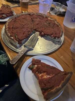Vegan deep dish pizza   at The Warehouse in Chicago