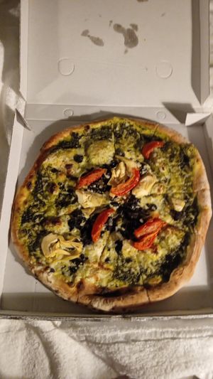 Pesto Pascal pizza to take away at Left Handed Giant Brewpub in Bristol